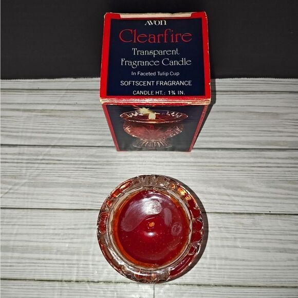 Avon Vintage Clearfire Transparent Fragrance Candle In Faceted Tulip Cup new - Picture 2 of 9